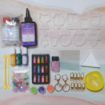 리리아트 UV 자연경화 쉐이커 키링 만들기 DIY 공예 세트, 혼합색상