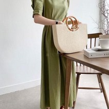 바보사랑 여성 린넨 퍼프반팔 A라인 플레어 셔링 미시룩 원피스.옷자락(무료배송)