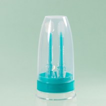 부드러운 강모 실리콘 혀 칫솔 유아 구강 관리 BPA 프리 커버 훈련 칫솔, 12.Blue2pcs