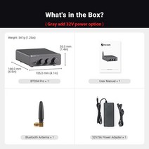소형 오디오 Fosi Audio-BT20A Pro TPA3255 블루투스 사운드 파워 앰프 300W x2 미니 HiFi 스테레오 클래스 D 저음 트레블 홈 시어터, [06] gray add 32V power