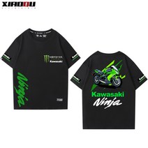 가와사키 티셔츠 반팔 작업복 동호회 작업복 여름 티 배달 오토바이 힙한, BR