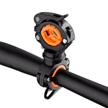 360도 회전 자전거 라이트 거치대 랜턴 후레쉬 브라켓, 블랙오렌지