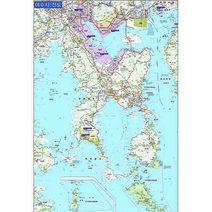 여수시전도 소-중-대 선택가능 전라남도 여수지도, 롤스크린형-종이코팅재질 소형78x110cm