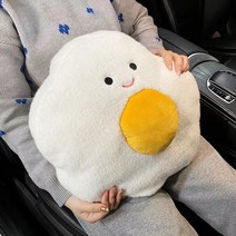 차량용 액세서리 캐릭터 계란후라이 쿠션 목베개 다운 쿠션 베개, 1