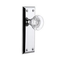 Grandeur Fifth Avenue 플레이트 보르도 크리스탈 손잡이 통로 - 6cm 앤티크 백랍 108183, Bright Chrome