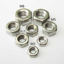 M2 나사 볼트용 정품 너트 304 스테인리스 스틸 미터법 육각 전체 개, 1M2
