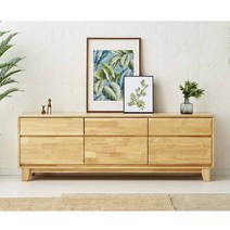 Sunshine 원목거실서랍장 거실수납장 원목수납장 거실장 고무나무 1800, 내추럴