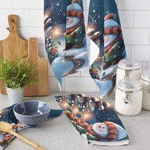 크리스마스 눈사람 트리 주방 흡수성 접시 천 식기 가정용 청소 도구, 1.1PCS