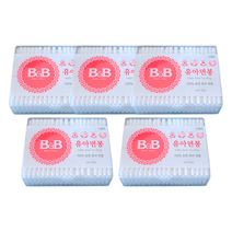 B&B 100% 순면 유아 면봉 100개입 x 5통, 5개, 100개
