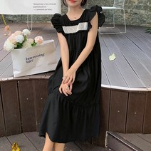 잇츠스타일 여성 휴양지룩 라운드 프릴 루즈핏 휴가지 여행룩 민소매 롱원피스