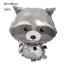 알루미늄 호일 만화 Balon 동물 고슴도치 여우 너구리 다람쥐 풍선 숲 파티 생일 장식 베이비 샤워 정글 장난감, [21] Raccoon