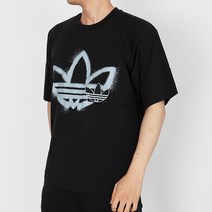 아디다스 오리지날 대형 화이트 불꽃마크 반팔티 아디컬러 블랙 티셔츠