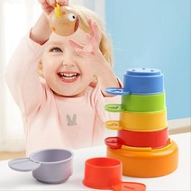 12개월 아기 동물 캐릭터 8단 원색 손잡이 컵 쌓기 IQ