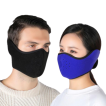 운동용마스크 특이한 스키장 앞면 트레이닝 군인 운동 러닝 안면 방한 귀마개 마스크, 블랙
