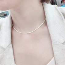 라운드샵 실버 925 3mm 밥풀 담수진주 초커 목걸이