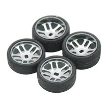 GHSHOP Wltoys k989 몬스터 트럭 크롤러 자동차 버기 트럭 교체 부품 용 고무 rc 프론트 리어 휠 타이어 세트 4 팩, 24.5x9mm, 탄성 고무, 티탄