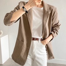 국내생산 칼라넥 봄 여름 여자린넨자켓 간절기 가을자켓 루즈핏 긴팔