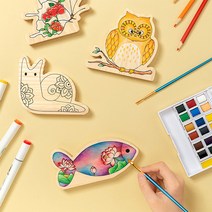 민화 동물나무인형만들기 우드아트 5종 / 색칠 DIY, 부엉이
