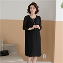 쉬즈마담 N1879 쉬폰롱조끼 소매주름원피스 롱조끼+원피스를 한벌로 엄마옷선물추 엄마옷 미시옷 엄마선물 빅사이즈