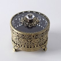 [∂LL7] 퀸즈골드 앤틱 보석함(소) 정리함 수납함 장식품 빈티지품 품보관 인테리어품 엔틱 보관함 주얼리_h§eEA