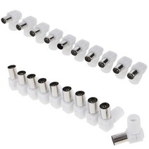 GHSHOP 10 pcs 90도 rf 여성 플러그 + 10 pcs rf 남성 플러그 커넥터 tv 공중 벽 마운트 lcd 및 플라즈마 화면에 대 한 동축, 설명, 플라스틱, 화이트