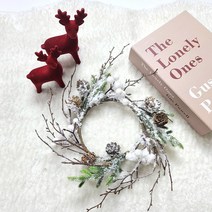 이너스 조화 크리스마스 캔들링 리스 화이트 스노우 베리 장식 1P