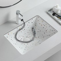 YJ-7006 테라조 언더볼세면기세면대 세면기 세면볼 도기볼, CH 화이트 일반형 자동폽업, P트랩(벽배수) 32cm