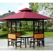원두막정자 바베큐장 조립식 정원 썬룸 그늘막, 업그레이드 모델 - 1미터 테이블 포함