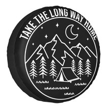 차박 도킹 텐트 camper outdoor tent take the long way home 스페어 타이어 커버 혼다 crv 지프 rv suv 트레일러 산 캠핑 휠 프로텍터, 17인치