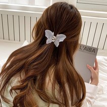 화이트 핑크 무광 반투명 나비 집게핀 2colors