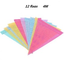 황마 리넨 깃발 페넌트 생일 천 배너 벽걸이 웨딩 파티 화환 홈데코 4M-8M, [01] 12flags-4M