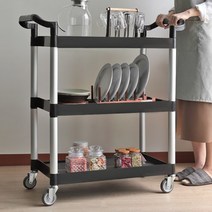 튼튼한 3단 이동카트 서빙카트 일반형, 시크블랙 선반 3단 일반_그레이, 1개