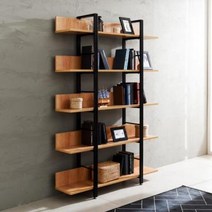 동화속나무 T6 스틸 1200x1800 책장, 블랙, 아카시아