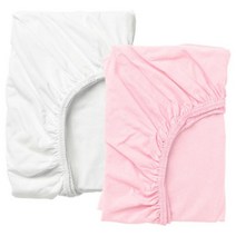이케아 렌 유아용 매트리스커버 2P 화이트핑크 60x120cm 면100%