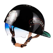 CAICHEN 빈티지 전동킥보드헬멧 통기성 경량 할리 오토바이 헬멧 반모헬멧, CRUISER (업그레이드된 버전), L 58-59cm
