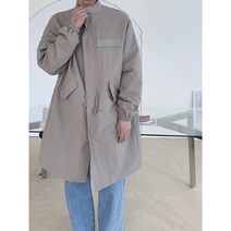 남성 봄 가을 오버핏 피시테일 롱 야상 사파리 자켓 차이나넥 루즈핏 개파카 데일리 캐주얼 점퍼 아우터 남자옷사는곳 코디
