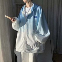 바시티자켓 봄 캐쥬얼 남자 야구점퍼 가을 새로운 남성 그라데이션 컬러 야구 유니폼 긴 소매 후드 스웨터 트렌드 큰 야드 느슨한 게으른 커플 착용