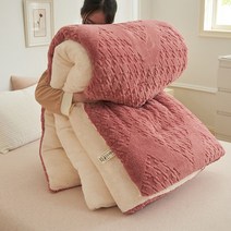 구스매트 부드럽고 두꺼운 겨울 담요 인공 양고기 캐시미어 가중 침대용 아늑한 이불, [02] 180x220cm 3.25kg, [02] Dousha 1