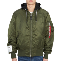 알파인더스트리 럭스보이 알파인더스트리 MA-1 ZHP 118101 142 DARK OLIVE 남자 후드 패딩 봄버 자켓 레귤러핏