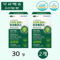 코오롱제약 기억력 혈행 징코 플러스 라이드 플라보노이드 은행잎추출물 플라보놀 30정 2개