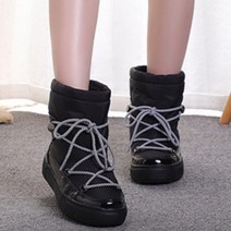 스키 부츠 스노우 부츠 패션 단색 라운드 헤드 플랫 슈즈 레저 하이킹 부츠