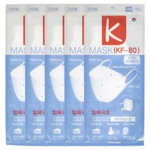 케이 황사 마스크 KF80 화이트 성인용, 5개