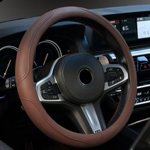 쉐보레 다마스 고급 원단 가죽 핸들 커버 3종중택 스티어링 휠, 브라운