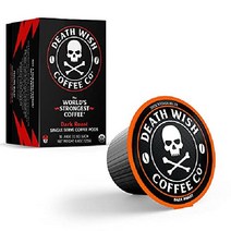 데스 위시 커피 싱글 서브 포드 캡슐 USDA 인증 유기농 공정 무역 원두, Dark Roast, 10 Count (Pack of 1)