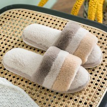송강 층간소음방지 겨울 쿠션 털 거실화 거실 실내화 실내 슬리퍼, 베이지(여성)