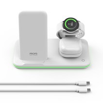 프롭스 3in1 무선충전기 갤럭시워치 전용 갤럭시 버즈, 화이트, 1개