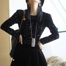 한젤 반짝이 니트 데이트룩 여성 겨울 스팽글 스웨터 꾸안꾸