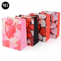 하트모양 코팅 쇼핑백 종이백 상자 선물케이스 기프트, 디자인, 작은 레드화이트