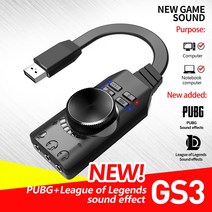 외장사운드카드 새로운 사운드 오디오 마이크 어댑터 GS3 7.1 채널 USB 카드 windows용 외부 볼륨 조절 가, 한개옵션0