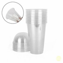 쿨러아이스컵 16온스 10P 컵+돔뚜껑 일회용컵 카페일회용컵